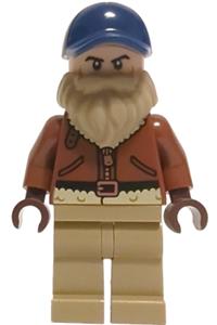 Chief Jim Hopper Minifigure - Chief Jim Hopper wearing a reddish brown coat, dark blue cap, and sporting a dark tan beard - st024