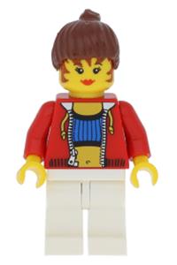Female with Crop Top and Navel Pattern - LEGO Logo on Back, Red Hair stu010a