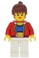 Female with Crop Top and Navel Pattern - LEGO Logo on Back, Reddish Brown Hair - stu010b