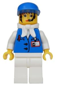 Assistant Female Minifigure - Assistant Female with White Bandana, Blue Cap - stu013a