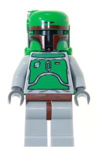 Boba Fett Minifigure - Boba Fett in bluish grays with dark red helmet highlights - sw0002b