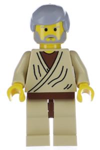 Obi-Wan Kenobi Minifigure - Old Obi-Wan Kenobi with light bluish-gray hair - sw0023a