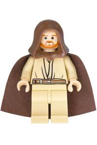 Qui-Gon Jinn - Light Nougat Head, Brown Hood and Cape sw0172