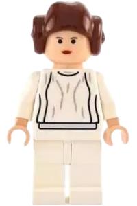 Princess Leia - light nougat, white dress, small eyes, smooth hair sw0175a