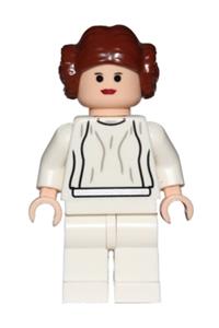 Princess Leia Minifigure - Princess Leia with big eyes, light nougat skin, and a white dress - sw0175b