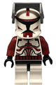Clone Trooper Commander Fox in Phase 1 Coruscant Guard uniform with dark bluish gray visor, pauldron, kama, large eyes, and no solid light bluish gray semicircle above belt (misprint) - sw0202b