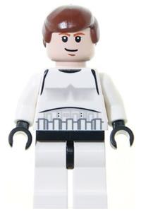 Han Solo Stormtrooper Minifigure - Han Solo - light nougat, Stormtrooper outfit - sw0205a