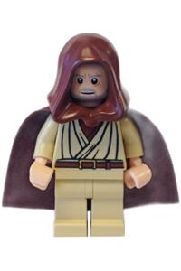 Old Obi-Wan Kenobi Minifigure - Old Obi-Wan Kenobi - old, light nougat, reddish brown hood and cape - sw0206