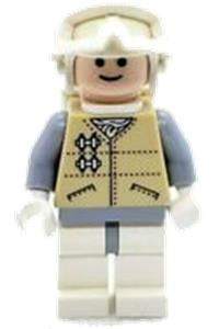 Hoth Rebel Minifigure - Hoth Rebel with a light nougat head and white visor snow goggles - sw0252