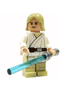 Luke Skywalker - light nougat, long hair, white tunic, tan legs, white glints sw0273