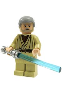 Obi-Wan Kenobi Minifigure - Old Obi-Wan Kenobi minifigure with light nougat color and white glints - sw0274