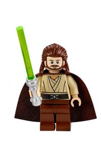 Qui-Gon Jinn - light nougat head, reddish brown legs and cape sw0322