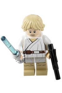 Luke Skywalker Minifigure - Luke Skywalker from Tatooine with gray visor on reverse of head - sw0335