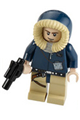 Han Solo with tan legs featuring holster pattern, wearing a parka hood with tan fur - sw0343