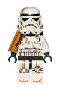 Sandtrooper - orange pauldron, survival backpack, dirt stains, balaclava head print and helmet with dotted mouth pattern sw0364