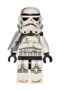 Sandtrooper - white pauldron, survival backpack, dirt stains, balaclava head print and helmet with dotted mouth pattern sw0383