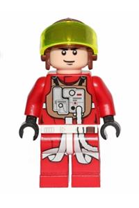 Rebel Pilot B-wing Minifigure - Rebel pilot with a B-wing helmet in reddish brown - sw0455