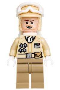 Hoth Rebel Trooper Minifigure - Rebel Trooper from Hoth wearing a tan uniform with stubble - sw0462