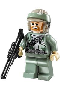 Endor Rebel Commando Minifigure - Endor Rebel Commando with a beard and angry dual-sided head - sw0511