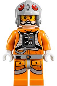Snowspeeder Pilot Minifigure - Snowspeeder pilot wearing a light bluish gray helmet - sw0607