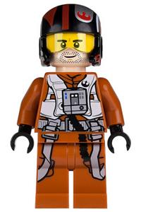 Poe Dameron Minifigure - Poe Dameron wearing a pilot jumpsuit and a helmet - sw0658