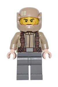 Resistance Trooper Minifigure - Resistance Trooper with a frown and cheek lines wearing a dark tan jacket - sw0720