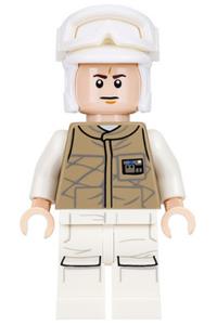 Hoth Rebel Trooper Minifigure - Rebel trooper from Hoth wearing a dark tan uniform with a frown expression - sw0735