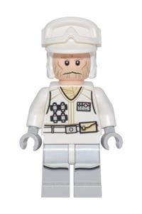 Hoth Rebel Trooper Minifigure - Rebel trooper from Hoth in white uniform, with tan beard, without backpack - sw0765