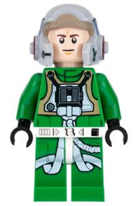 Rebel Pilot A-wing Minifigure - A-wing pilot rebel with an open helmet and green jumpsuit - sw0819