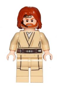 Obi-Wan Kenobi Minifigure - Obi-Wan Kenobi with mid-length tousled hair, center part, and headset - sw0846