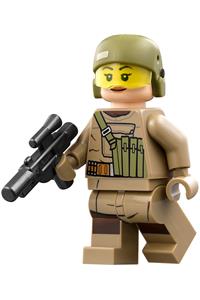 Resistance Trooper Female with Dark Tan Hoodie Jacket, Ammo Pouch, Helmet without Chin Guard  sw0853