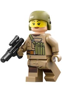 Resistance Trooper female with dark tan hoodie jacket, ammo pouch, helmet without chin guard  sw0853