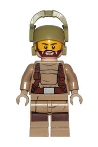 Resistance Trooper Minifigure - Resistance Trooper - dark tan hoodie jacket, harness, beard, helmet with chin guard - sw0867