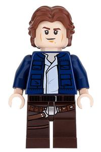 Han Solo, dark brown legs with holster pattern, dark blue jacket, wavy hair sw0879