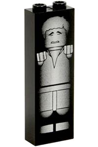 Han Solo in Carbonite Minifigure - Brick 1 x 2 x 5 with Han Solo in Carbonite pattern - sw0984