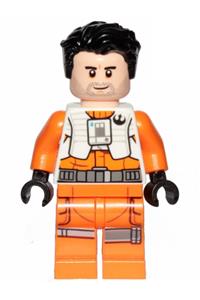 Poe Dameron Minifigure - Poe Dameron in a pilot jumpsuit without belts and a hair piece - sw1019