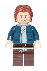 Han Solo, Dark Brown Legs with Holster Pattern, Dark Blue Jacket, Wavy Hair, Smile / Frown sw1021