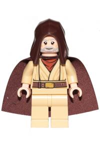 Obi-Wan Kenobi Minifigure - Old Obi-Wan Kenobi wearing a standard cape and basic hood - sw1046