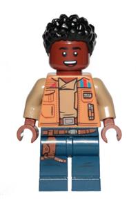 Finn Minifigure - Finn minifigure wearing a medium nougat jacket and dark blue legs with a holster - sw1066