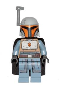 Female Mandalorian Tribe Warrior - Mandalorian Tribe Warrior - female, black cape, light bluish gray helmet with antenna / rangefinder - sw1077