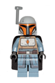 Mandalorian Tribe Warrior - Female, Black Cape, Light Bluish Gray Helmet with Antenna / Rangefinder - sw1077