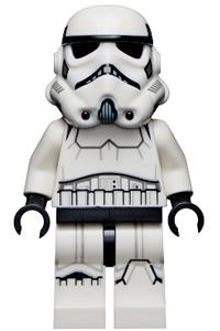 Stormtrooper Minifigure - Grimacing male stormtrooper with gray squares on back, reddish brown head, and dual molded helmet - sw1167
