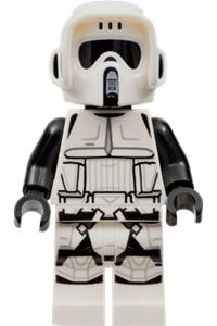 Imperial Scout Trooper Minifigure - Female Imperial Scout Trooper with a dual molded helmet, reddish brown head, and an open mouth smirk - sw1229