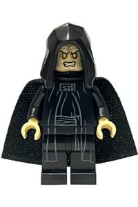 Emperor Palpatine Minifigure - Emperor Palpatine wearing a spongy cape and basic hood with yellow eyes - sw1263