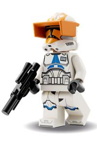Clone Captain Vaughn Minifigure - Clone Captain Vaughn from the 501st Legion's 332nd Company (Phase 2) with a helmet featuring holes, Togruta markings, and an orange visor - sw1277