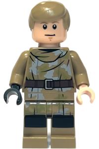 Luke Skywalker Minifigure - Luke Skywalker in dark tan Endor outfit with hair - sw1312