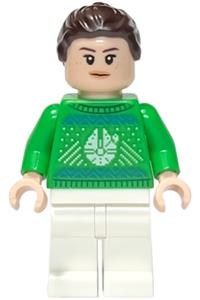 Rey in a Holiday Sweater Minifigure - Rey wearing a holiday sweater - sw1317