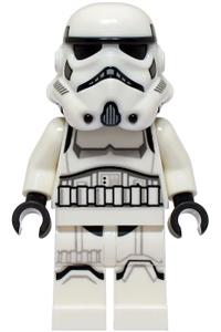 Imperial stormtrooper - female, dual molded helmet with light bluish gray panels on back, shoulder belts, medium brown head sw1326