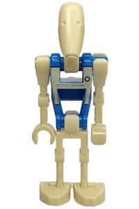 Battle Droid Pilot Minifigure - Battle droid pilot with blue torso featuring tan insignia and chest badge, angled arm and straight arm - sw1338
