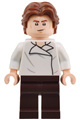 Han Solo with a white shirt with wrinkles, dark brown legs, and wavy hair - sw1371